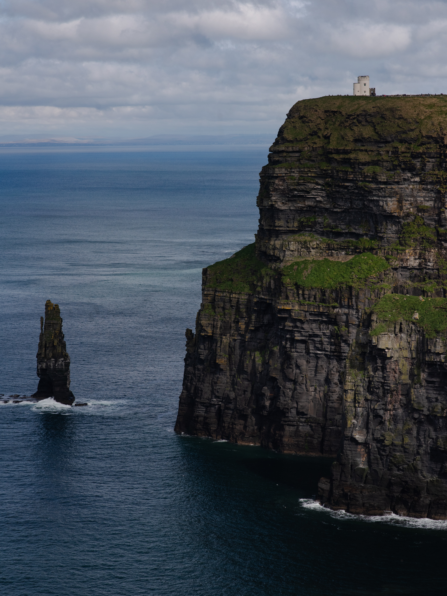 Sea cliffs descending into the ocean